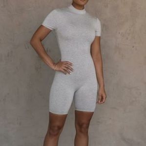 Jluxlabel Grey High Neck Shorts Romper